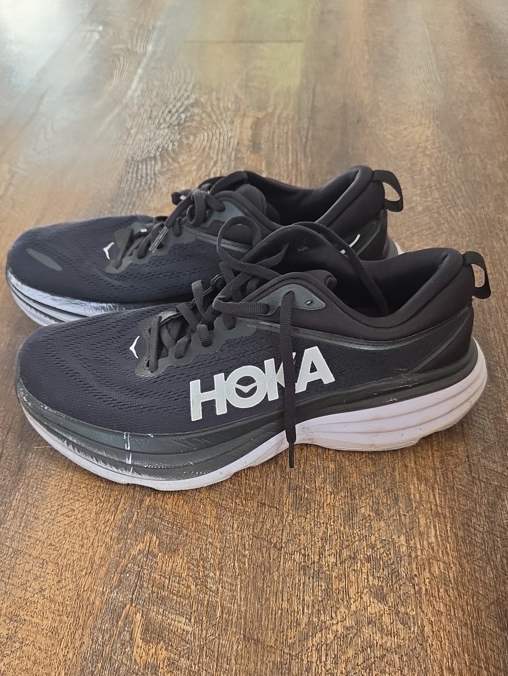 Hoka Men's Black and White Athletic Running Shoes